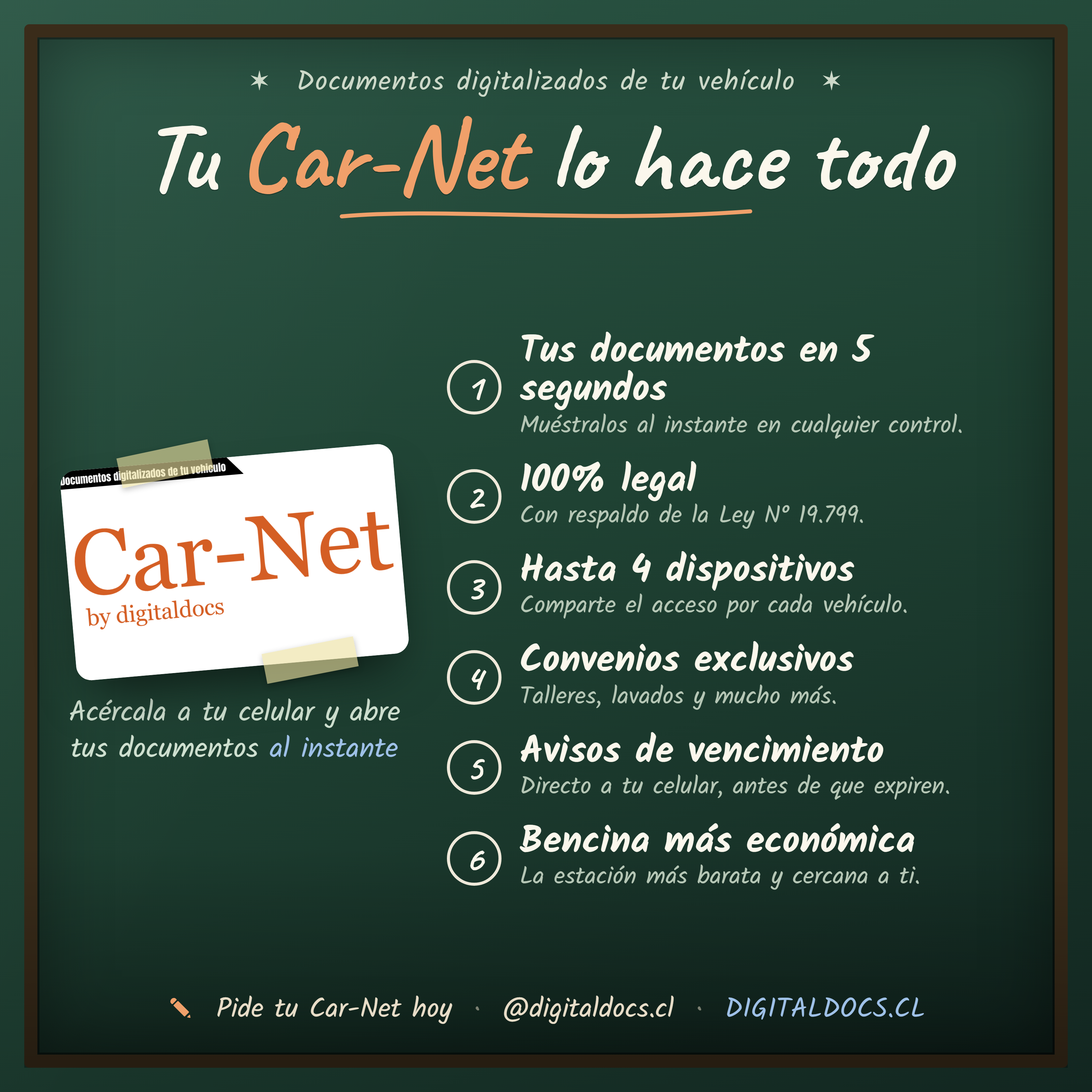 Tarjeta Car-Net by DigitalDocs — Escanea, muestra y listo